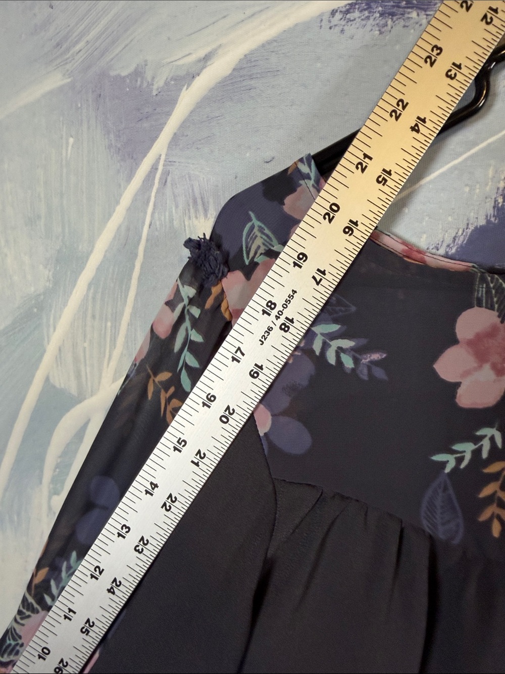 Lauren Conrad Dark Plum Purple Floral Blouse Ruffle Boho Long Sleeve M - Picture 8 of 9